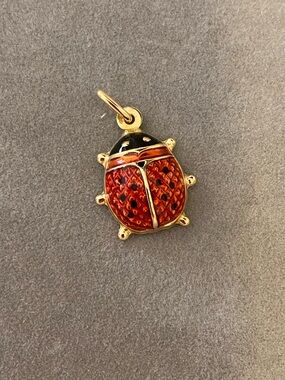 - RARE FIND- Antique 18k Solid Gold Enamel Ladybug Pendant 20mm ( Large)